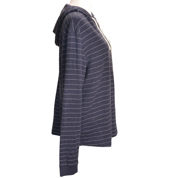 Marine Layer Striped Hooded Long Sleeve Pullover Lightweight Casual Loungewear - Picture 2 of 6